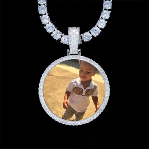 925S & VVS Moissanite 3D Circle Custom Picture Pendant