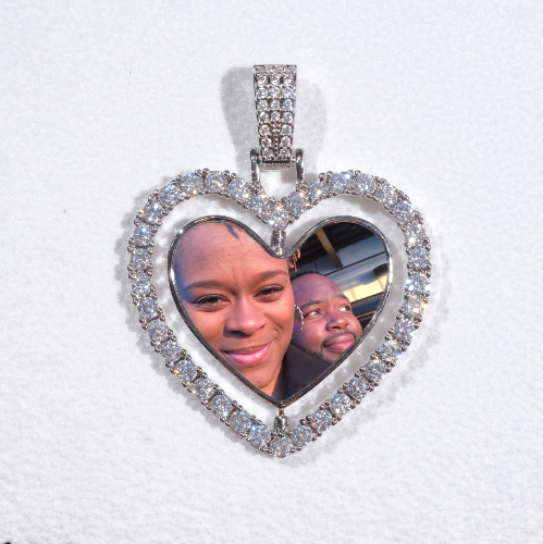 3D Spinning 2-Faced Heart Custom Picture Pendant