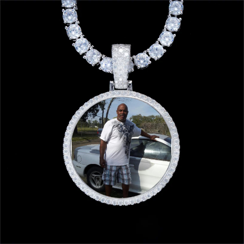 925S & VVS Moissanite 3D Circle Custom Picture Pendant