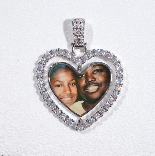 3D Spinning 2-Faced Heart Custom Picture Pendant