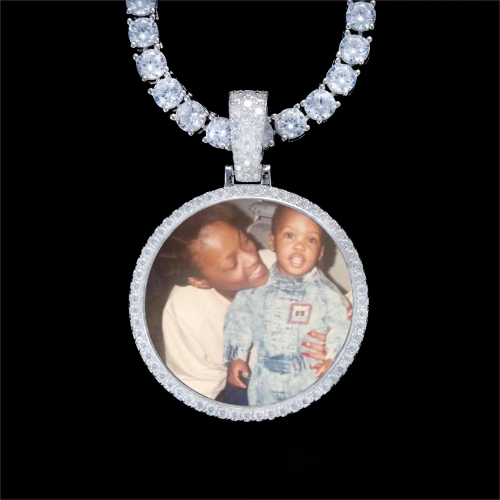 925S & VVS Moissanite 3D Circle Custom Picture Pendant