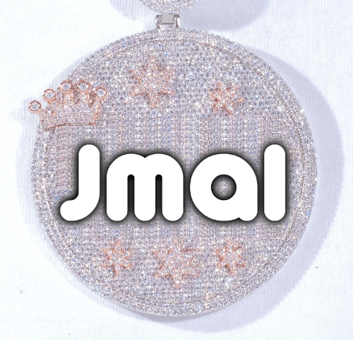 CUSTOM LETTER NECKLACE 3D BIG CROWN DISC
