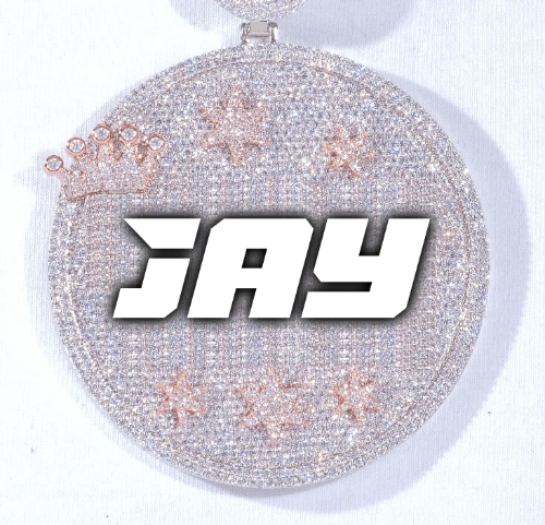 CUSTOM LETTER NECKLACE 3D BIG CROWN DISC
