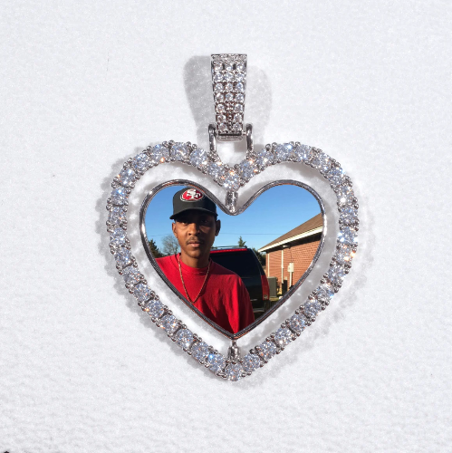 3D Spinning 2-Faced Heart Custom Picture Pendant