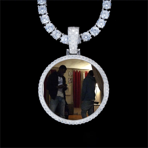 925S & VVS Moissanite 3D Circle Custom Picture Pendant