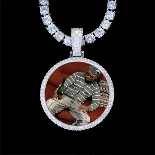 925S & VVS Moissanite 3D Circle Custom Picture Pendant