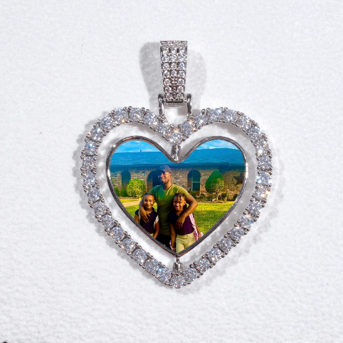 3D Spinning 2-Faced Heart Custom Picture Pendant