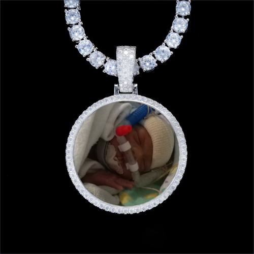 925S & VVS Moissanite 3D Circle Custom Picture Pendant