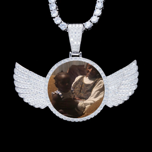 925S & VVS Moissanite 3D Wing Custom Picture Pendant