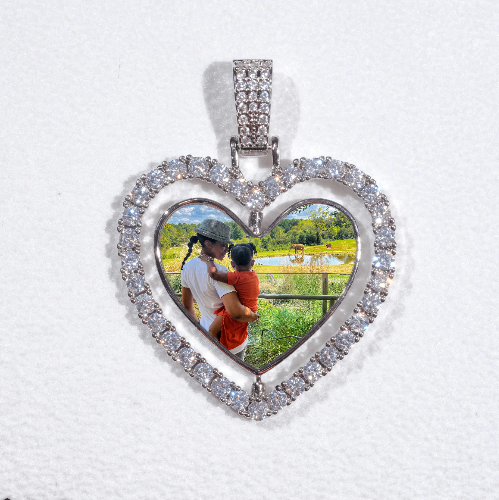 3D Spinning 2-Faced Heart Custom Picture Pendant