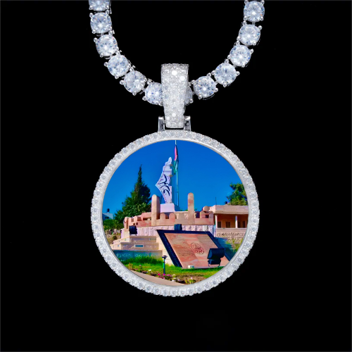 925S & VVS Moissanite 3D Circle Custom Picture Pendant