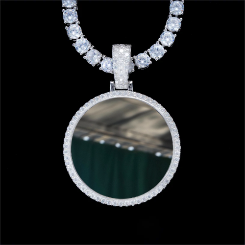925S & VVS Moissanite 3D Circle Custom Picture Pendant