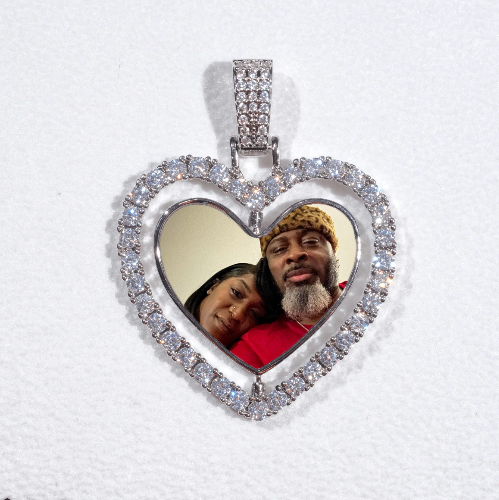3D Spinning 2-Faced Heart Custom Picture Pendant