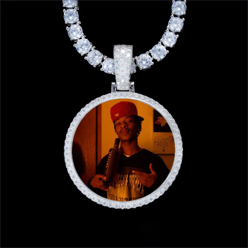925S & VVS Moissanite 3D Circle Custom Picture Pendant