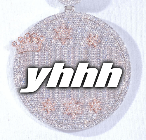CUSTOM LETTER NECKLACE 3D BIG CROWN DISC