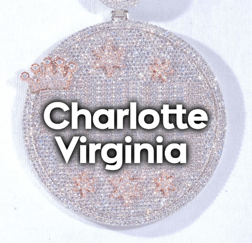 CUSTOM LETTER NECKLACE 3D BIG CROWN DISC