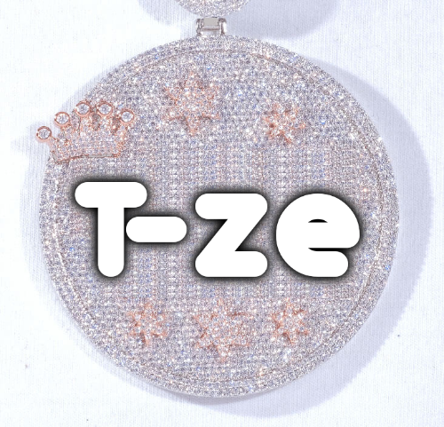 CUSTOM LETTER NECKLACE 3D BIG CROWN DISC