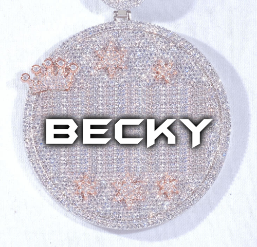 CUSTOM LETTER NECKLACE 3D BIG CROWN DISC