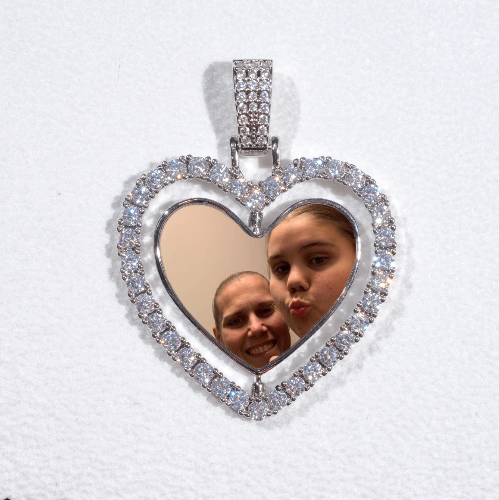 3D Spinning 2-Faced Heart Custom Picture Pendant
