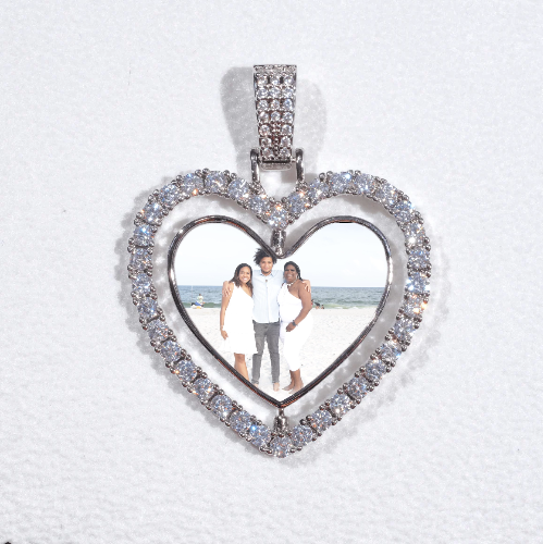 3D Spinning 2-Faced Heart Custom Picture Pendant