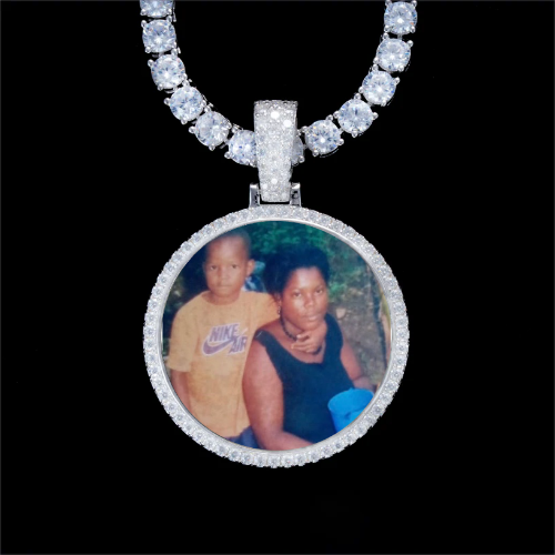 925S & VVS Moissanite 3D Circle Custom Picture Pendant
