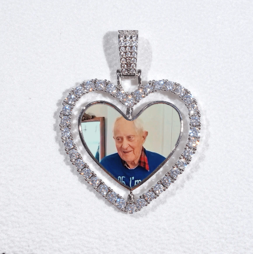 3D Spinning 2-Faced Heart Custom Picture Pendant