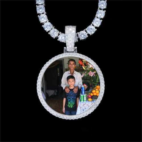 925S & VVS Moissanite 3D Circle Custom Picture Pendant