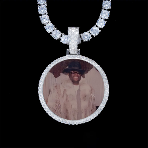 925S & VVS Moissanite 3D Circle Custom Picture Pendant