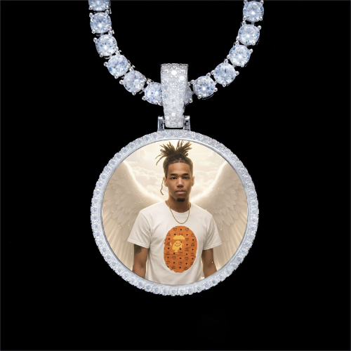 925S & VVS Moissanite 3D Circle Custom Picture Pendant