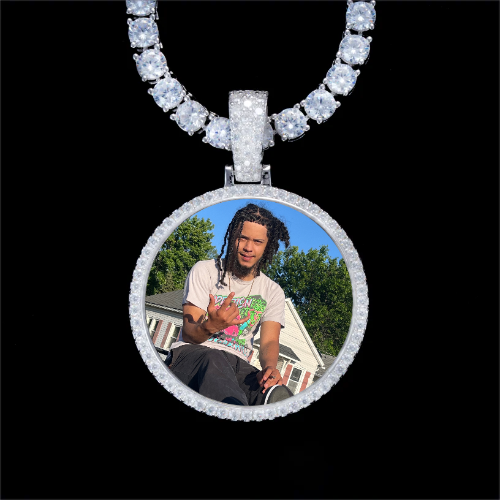 925S & VVS Moissanite 3D Circle Custom Picture Pendant