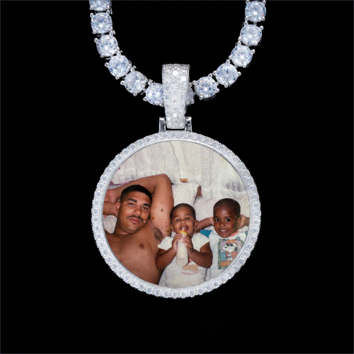 925S & VVS Moissanite 3D Circle Custom Picture Pendant