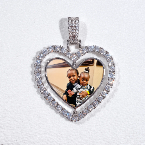 3D Spinning 2-Faced Heart Custom Picture Pendant