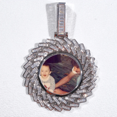Large 3D Baguette Custom Picture Pendant
