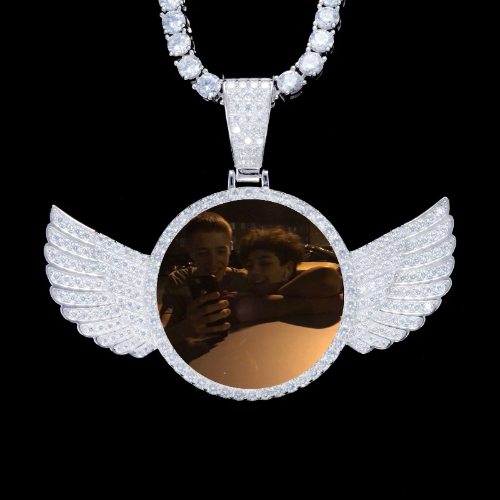 925S & VVS Moissanite 3D Wing Custom Picture Pendant