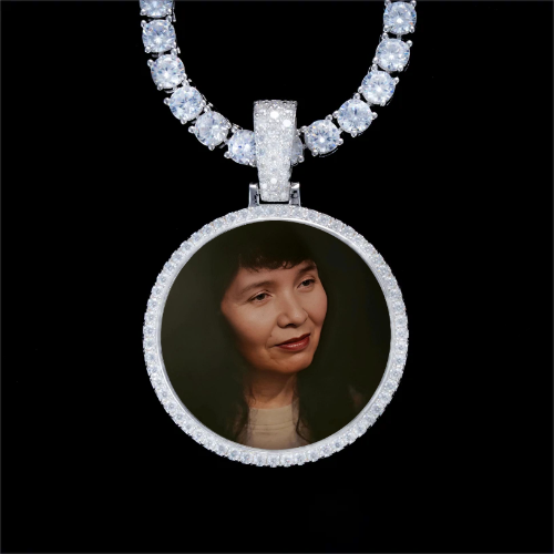 925S & VVS Moissanite 3D Circle Custom Picture Pendant