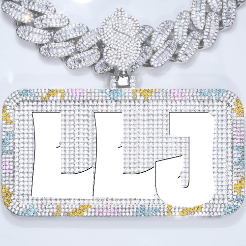 CUSTOM LETTER NECKLACE 3D COLORFUL SQUARE