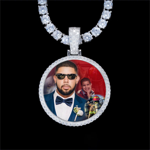 925S & VVS Moissanite 3D Circle Custom Picture Pendant