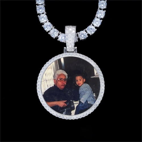 925S & VVS Moissanite 3D Circle Custom Picture Pendant