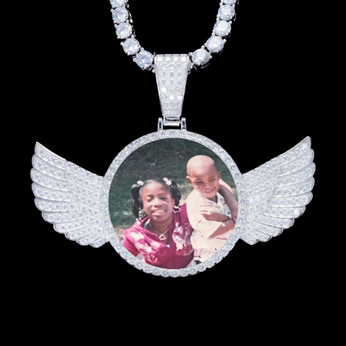 925S & VVS Moissanite 3D Wing Custom Picture Pendant