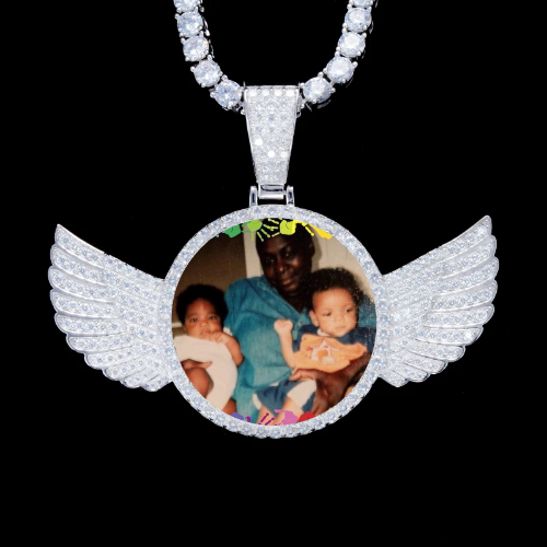 925S & VVS Moissanite 3D Wing Custom Picture Pendant