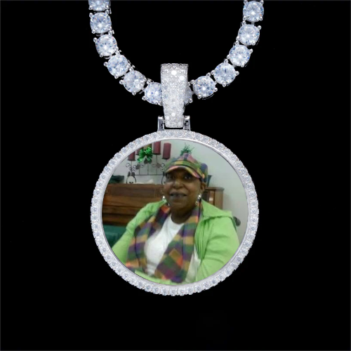 925S & VVS Moissanite 3D Circle Custom Picture Pendant