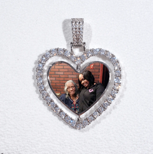 3D Spinning 2-Faced Heart Custom Picture Pendant