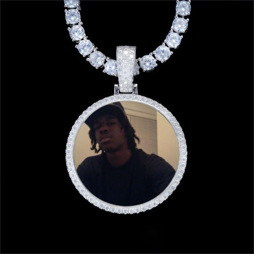 925S & VVS Moissanite 3D Circle Custom Picture Pendant