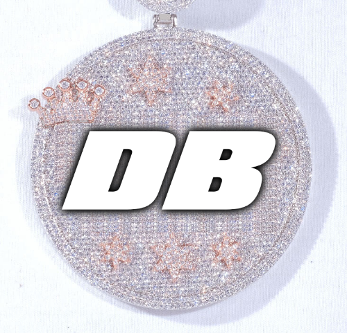 CUSTOM LETTER NECKLACE 3D BIG CROWN DISC