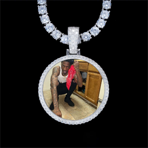 925S & VVS Moissanite 3D Circle Custom Picture Pendant