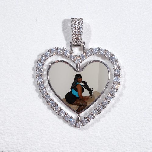 3D Spinning 2-Faced Heart Custom Picture Pendant