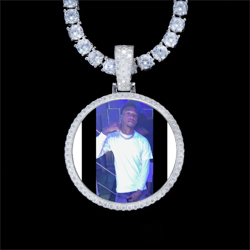 925S & VVS Moissanite 3D Circle Custom Picture Pendant