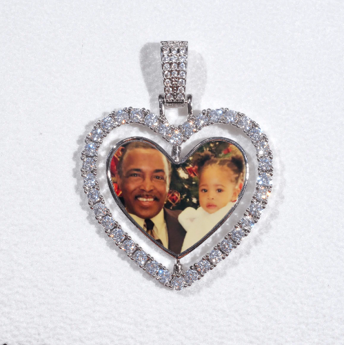 3D Spinning 2-Faced Heart Custom Picture Pendant