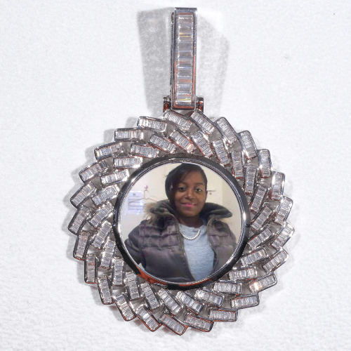 Large 3D Baguette Custom Picture Pendant