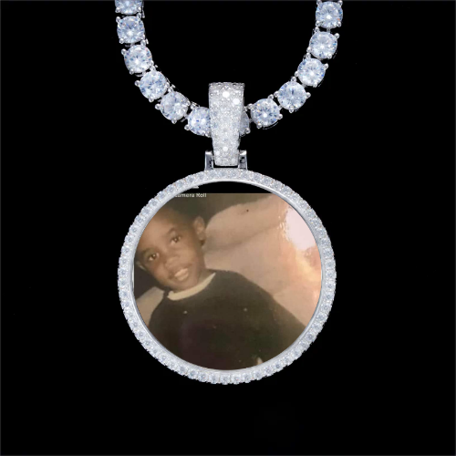 925S & VVS Moissanite 3D Circle Custom Picture Pendant